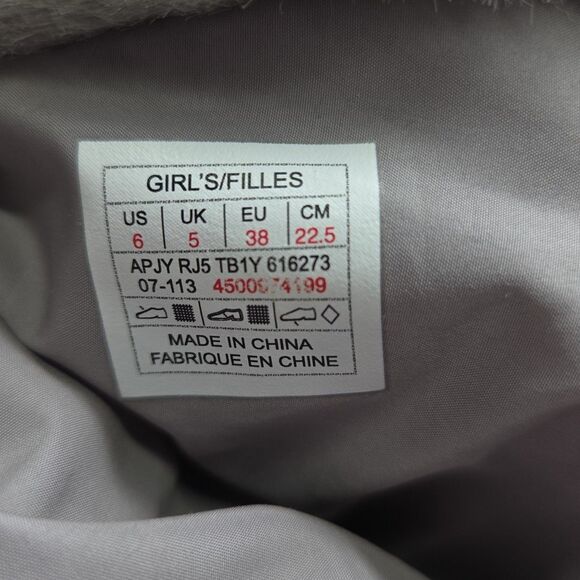 The North Face Big Girl Nuptse Boots Size 6 Red Purple Grey Lace Up Faux Fur II - Picture 6 of 7